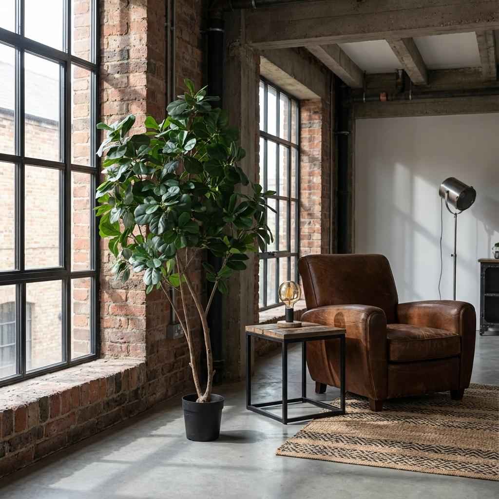 Image of Ficus Lyrata Tree Kunstpflanze 180cm – Große Geigenfeige Deko Baum – Pflegefreie Zimmerpflanze für Wohnzimmer Büro & Empfangsbereich