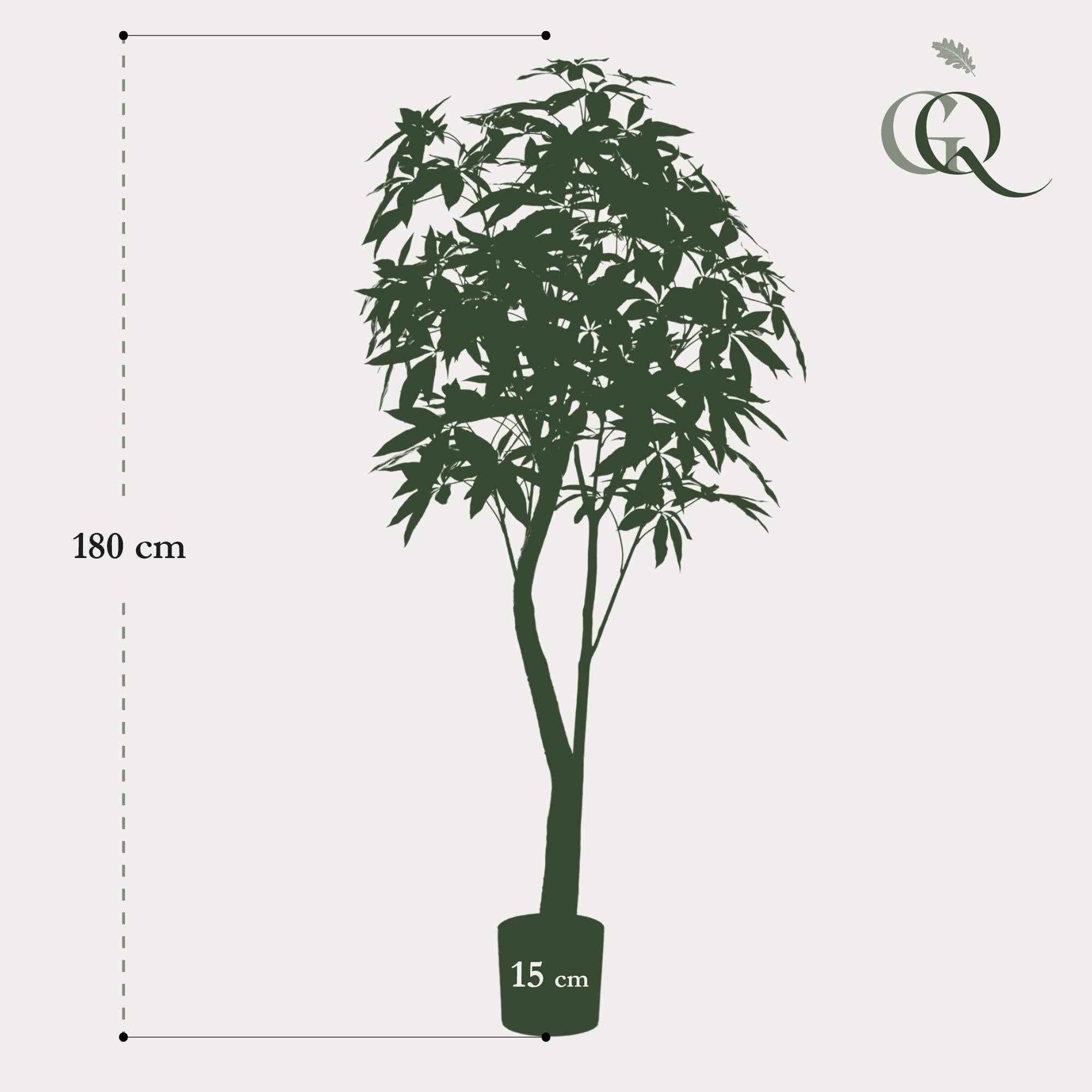 Image of Kunstpflanze Pachira Aquatica – Glückskastanie 180cm – Täuschend echt mit glänzenden Blättern & Doppelstamm