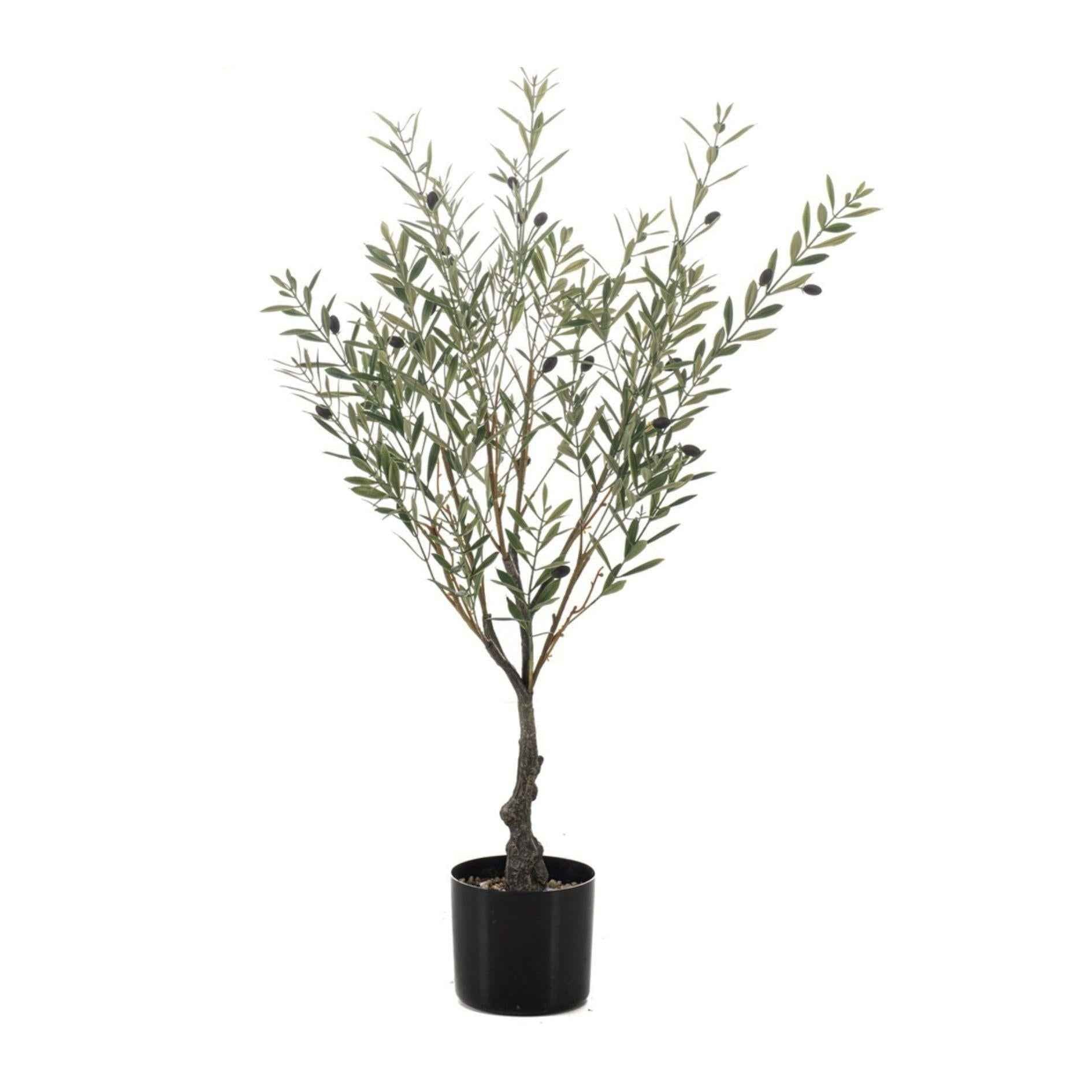 Image of Künstlicher Olivenbaum UV 90cm im Topf – Kunstpflanze für außen & innen – realistische Oliven & grün