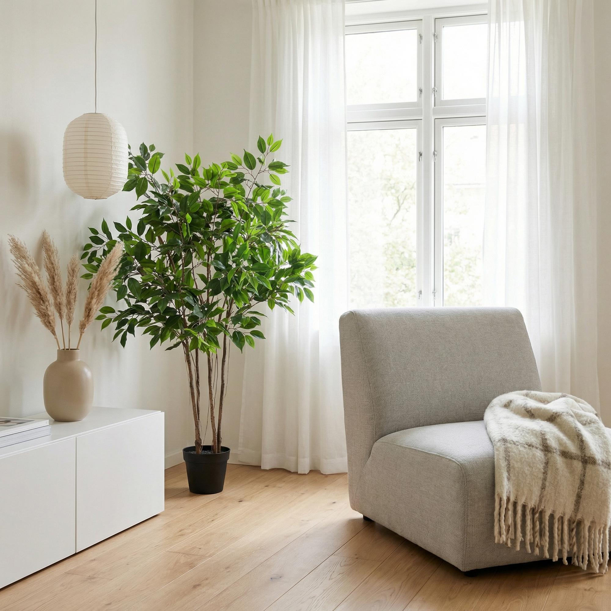Image of Kunstpflanze Ficus Benjamina 128cm – künstlicher Birkenfeigenbaum im Topf-2