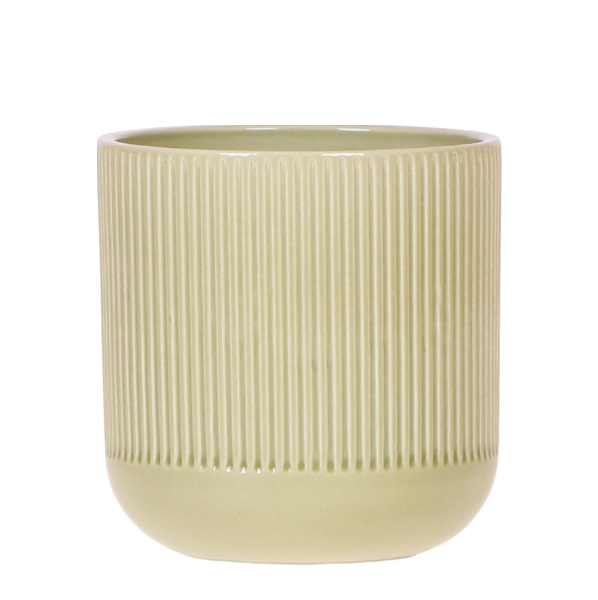 Image of Flare Dekotopf Green – Ø9cm – Grüner Blumentopf mit Rillenstruktur – Retro – inspiriertes Design der Bold Seventies Kollektion-0