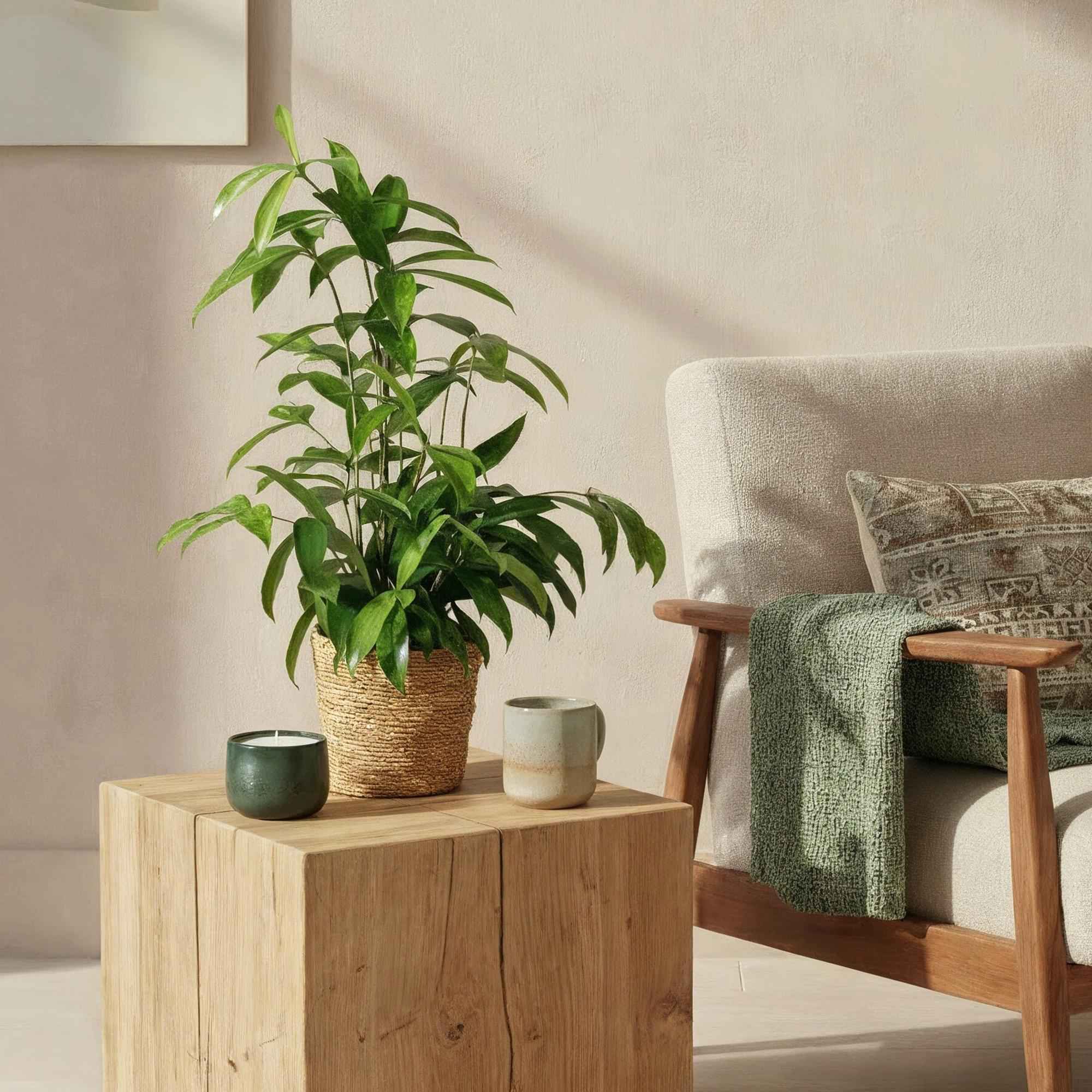 Image of Dracaena surculosa – Drachenblutbaum – 17cm – Höhe 60-70cm – Pflegeleichte grüne Zimmerpflanze mit eleganten Blättern für Wohn – und Arbeitsräume-3