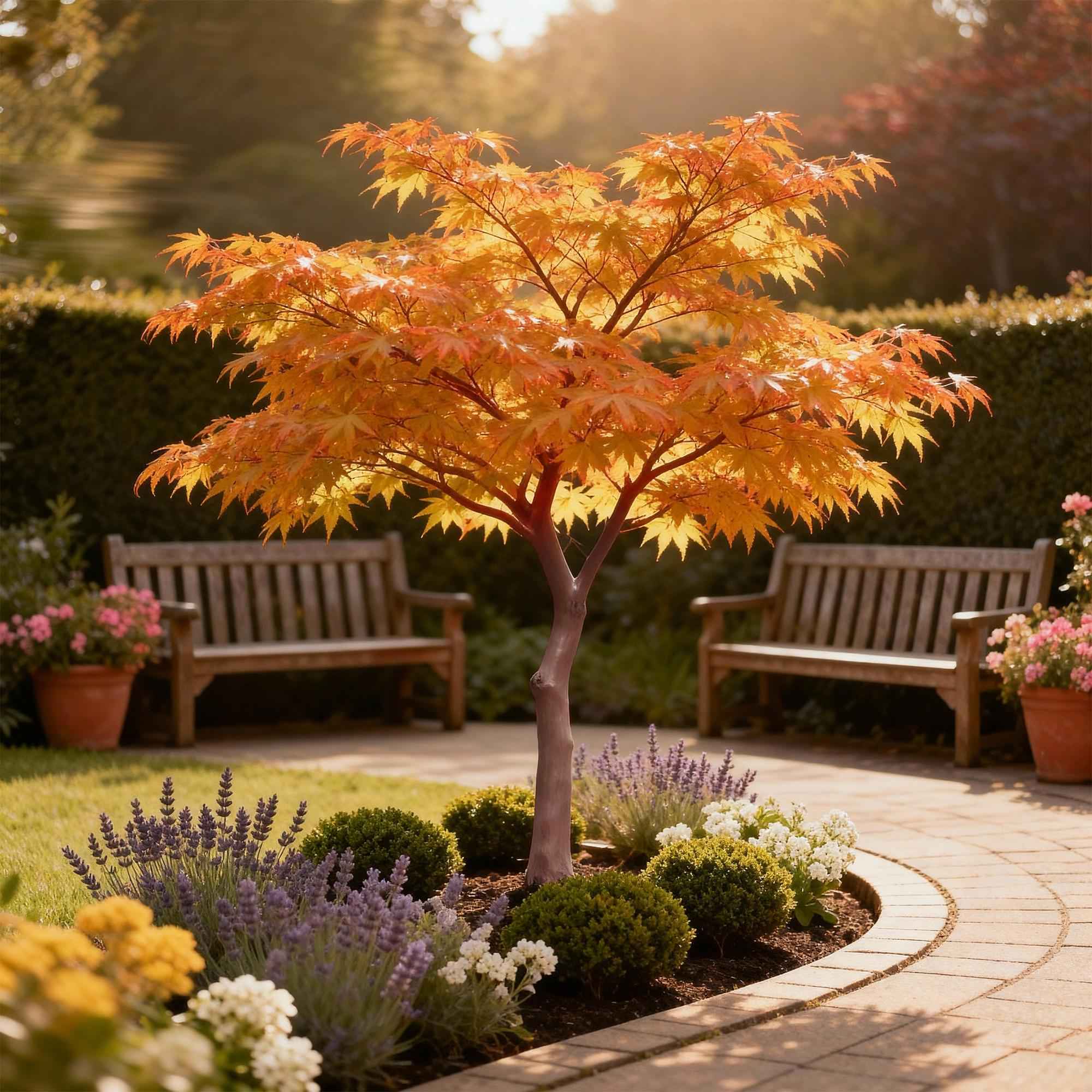 Image of Ahorn Acer palmatum Sangokaku – 12cm – Höhe ca. 35cm – Hellgrünes Laub & goldene Herbstfärbung – Laubabwerfender pflegeleichter Zierstrauch-3