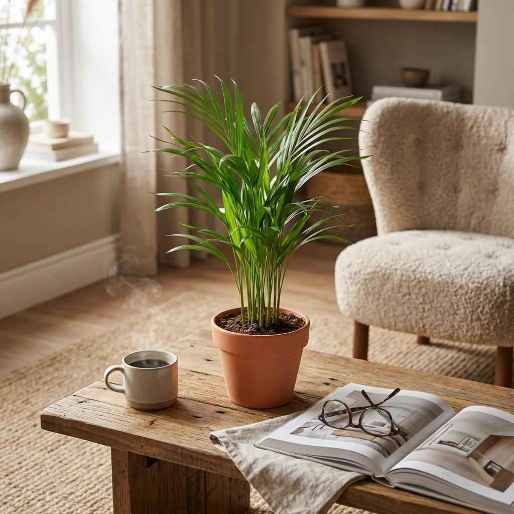 Image of Areca Palme Areca Dypsis Lutescens Ø12cm Höhe40cm – Goldfruchtpalme mit gefiederten Blättern – Luftreinigende Zimmerpflanze für Wohnraum & Büro-1