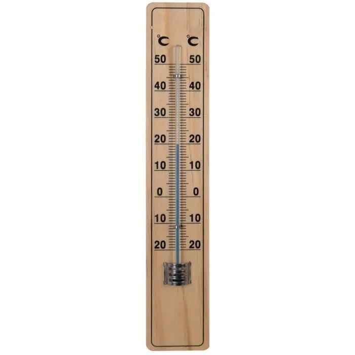 Image of Garten Thermometer 20cm aus Buche – Außen Thermometer für Terrasse & Balkon – Holzthermometer mit Celsius & Fahrenheit Anzeige – Messbereich