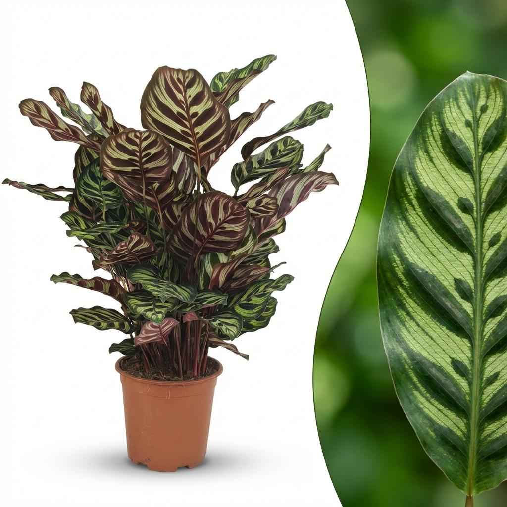 Image of Calathea makoyana Pfauen – Korbmarante grün 70cm 19cm Zimmerpflanze pflegeleicht Blätter für Wohnzimmer Büro Schlafzimmer tropische Grünpflanze-1