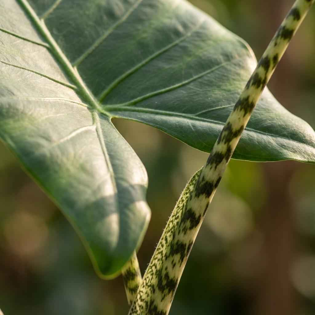 Image of Pfeilblatt Alocasia Zebrina Ø21cm Höhe 70-75cm – Elefantenohr mit gestreiften Stielen – Exotische Zimmerpflanze für Wohnraum & Büro