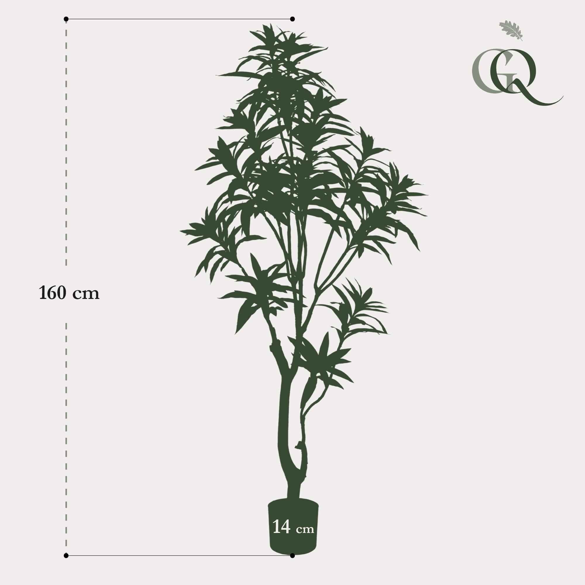 Image of Kunstpflanze Dracaena – Drachenbaum 155cm – Täuschend echt mit zweifarbigen Blättern – Pflegefreier Kunstbaum für Wohnung & Büro