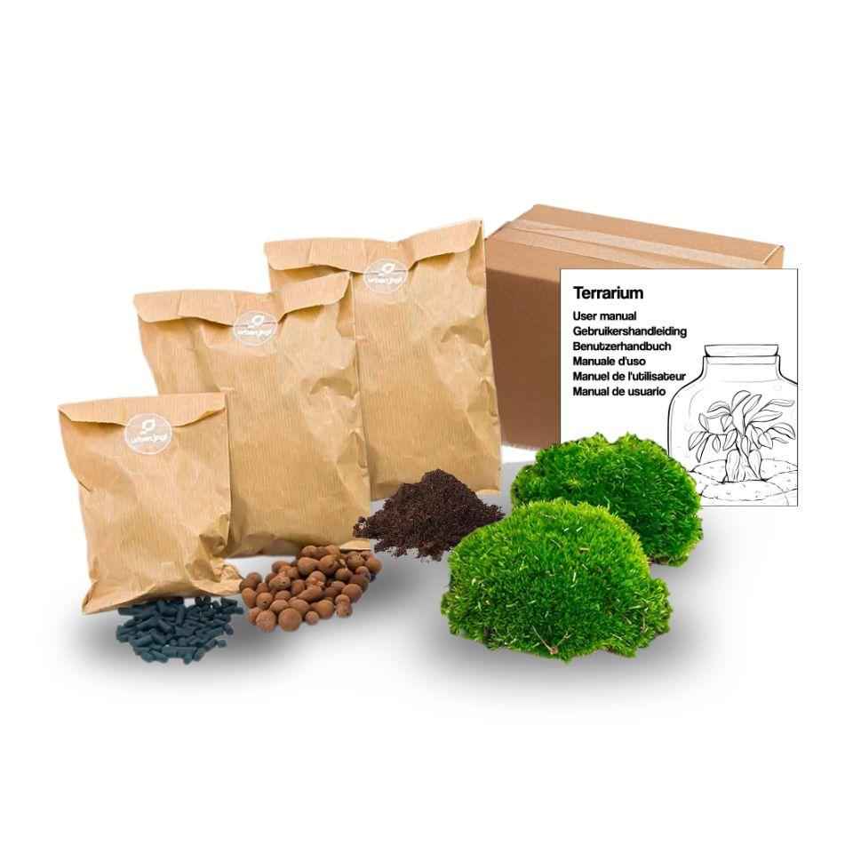 Image of Flaschengarten – Pflanzenterrarium Nachfüllset & Starterset – DIY Komplettset – Moos, Erde, Blähton & Aktivkohle – 10-20cmØ-0