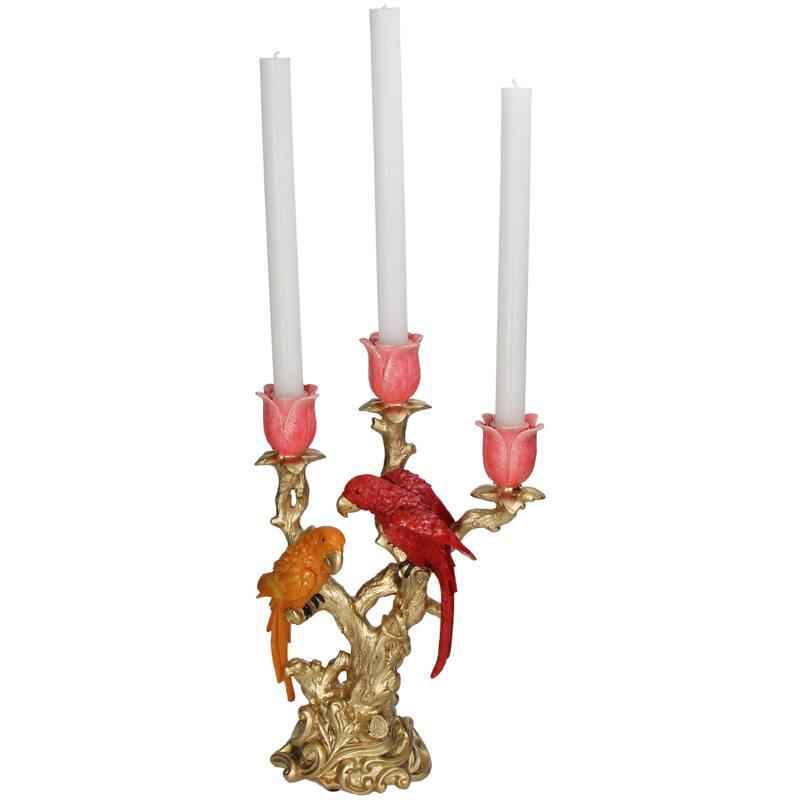 Image of Kerzenständer Vogel aus Polyresin 37,5cm – Bunter, künstlerischer Kerzenhalter – Dekoration für Esstisch, Kaminsims & Sideboard-3