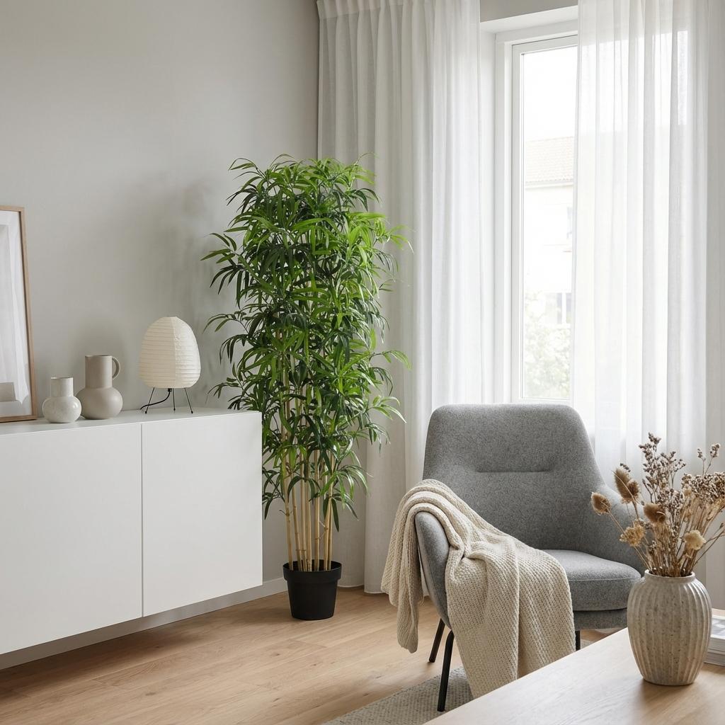 Image of Künstlicher Bambus 150cm – Bambus Kunstpflanze im Topf – Pflegefreie Deko Pflanze für Wohnzimmer Büro & Empfangsbereich-3
