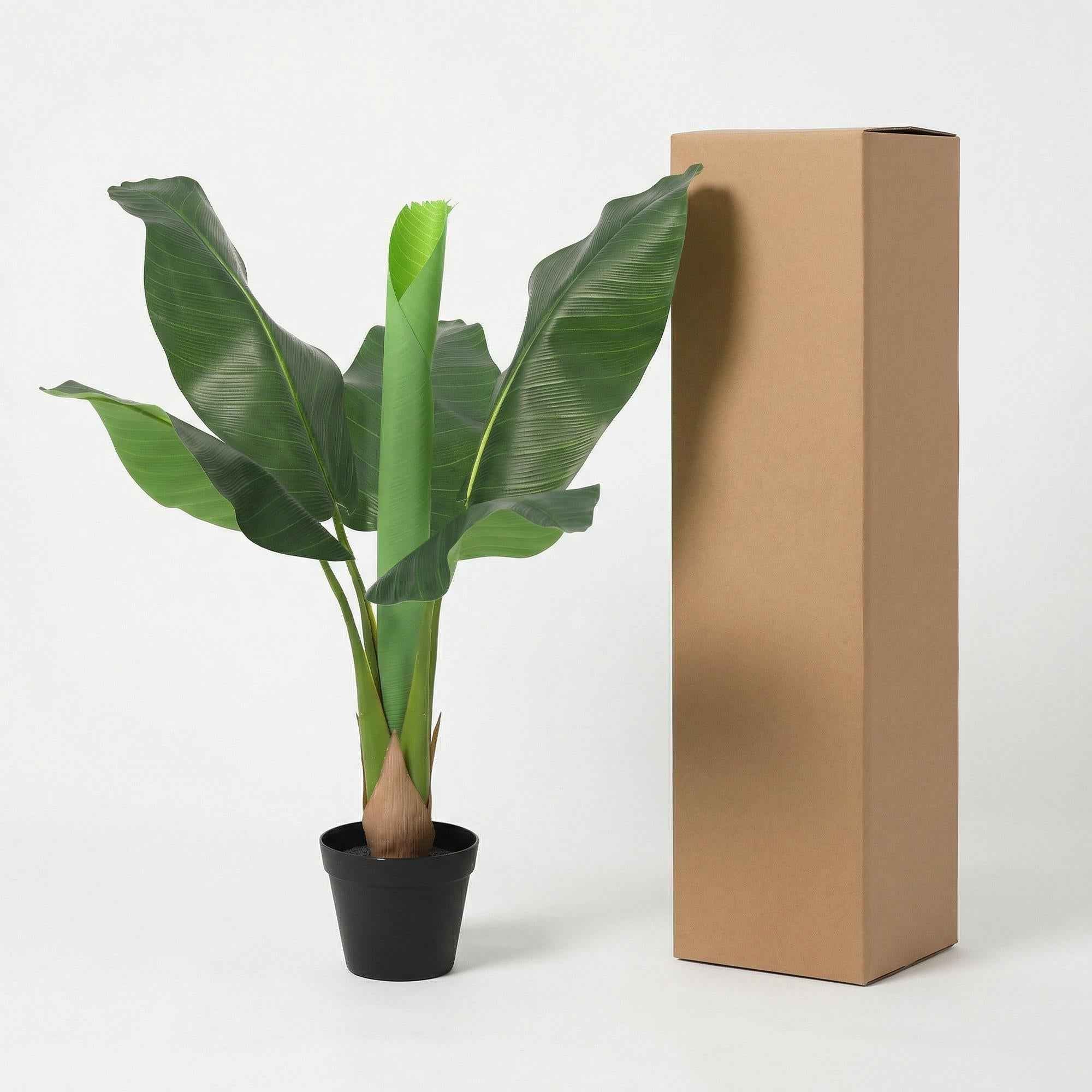 Image of Kunstpflanze Bananenpflanze Musa 80cm – künstliche Banana Plant – realistische große Blätter & tropische Optik – pflegeleichte Grün-3