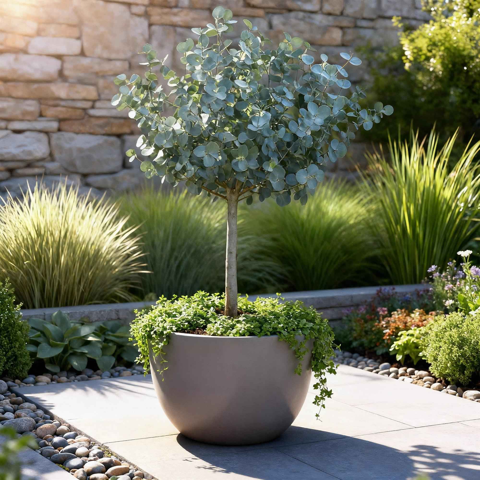 Image of Eukalyptus Eucalyptus gunnii Azura – 19cm – Höhe ca. 90cm – Immergrüne winterharte Terrassenpflanze mit graugrünen duftenden Blättern-4