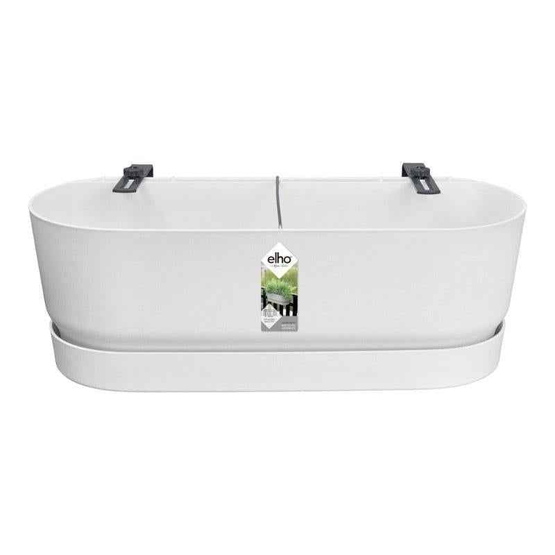 Image of Pflanztopf – Weiß – D25cm – Balkonkasten mit Halterung & Wasserspeicher – Für Balkonbrüstung – Modernes Design – Für Innen & Außen 5cm – Weiß-0