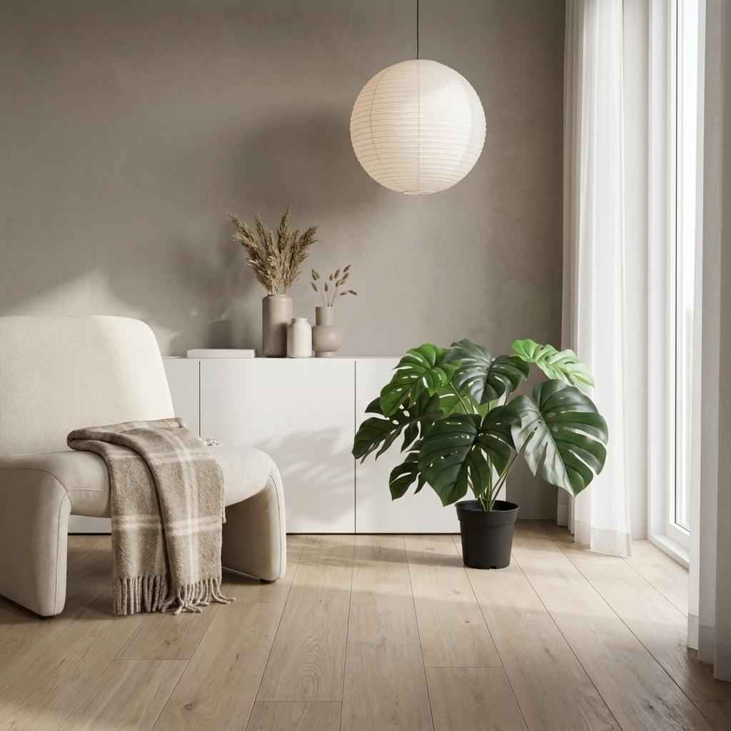 Image of Monstera Deliciosa Kunstpflanze 45cm – Fensterblatt Deko Pflanze – Pflegefreie Zimmerpflanze für Wohnzimmer Büro & Fensterbank-1