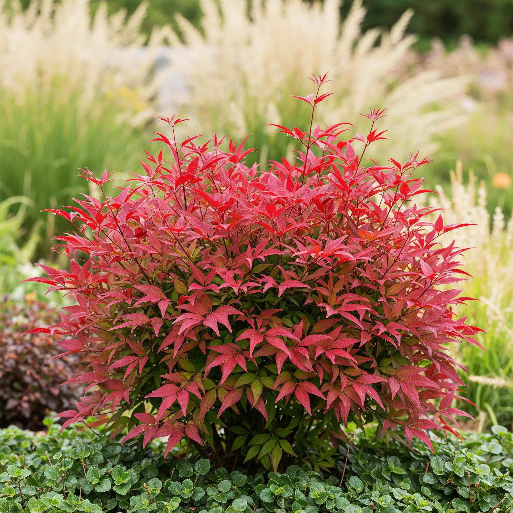 Image of Heiliger Bambus Nandina Blush Pink – 17cm Höhe ca.40cm – Immergrün & farbwechselnd – Dunkelrosa Laub für Beet Balkon Terrasse – Pflegeleichter dekorativer Zierstrauch-4