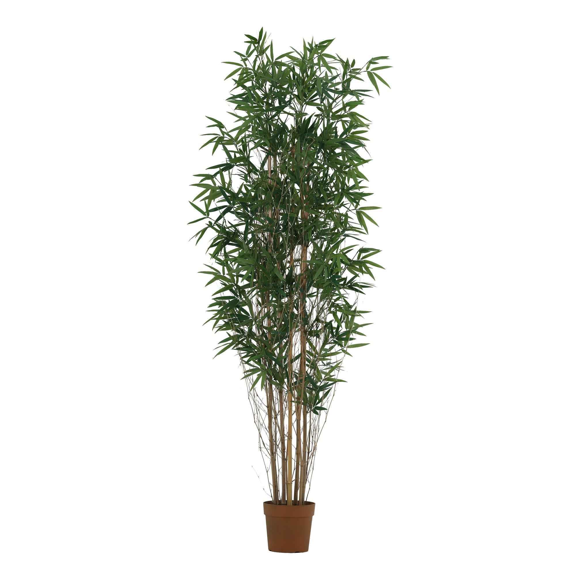 Image of Künstlicher Bambus 210cm im Topf – extra große Kunstpflanze mit schlanken Halmen & grünen Blättern-0
