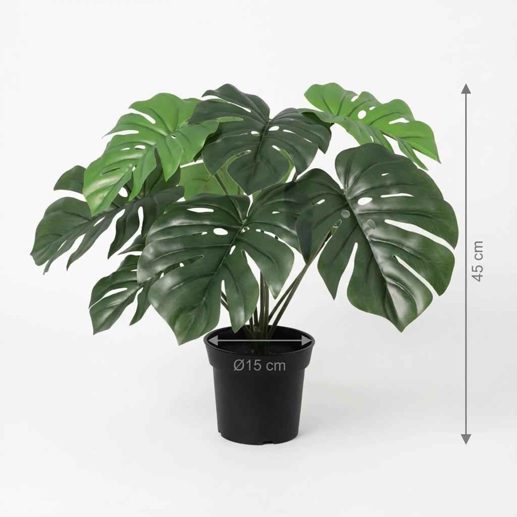 Image of Monstera Deliciosa Kunstpflanze 45cm – Fensterblatt Deko Pflanze – Pflegefreie Zimmerpflanze für Wohnzimmer Büro & Fensterbank-4