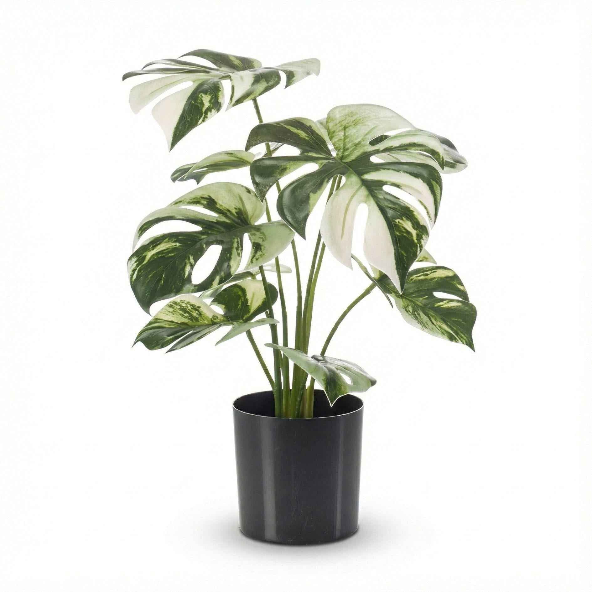 Image of Monstera Kunstpflanze Busch im Topf 40cm – Dekorative Fensterblatt Kunstpflanze – Pflegefreie Zimmerpflanze für Wohnzimmer Büro & Fensterbank-0