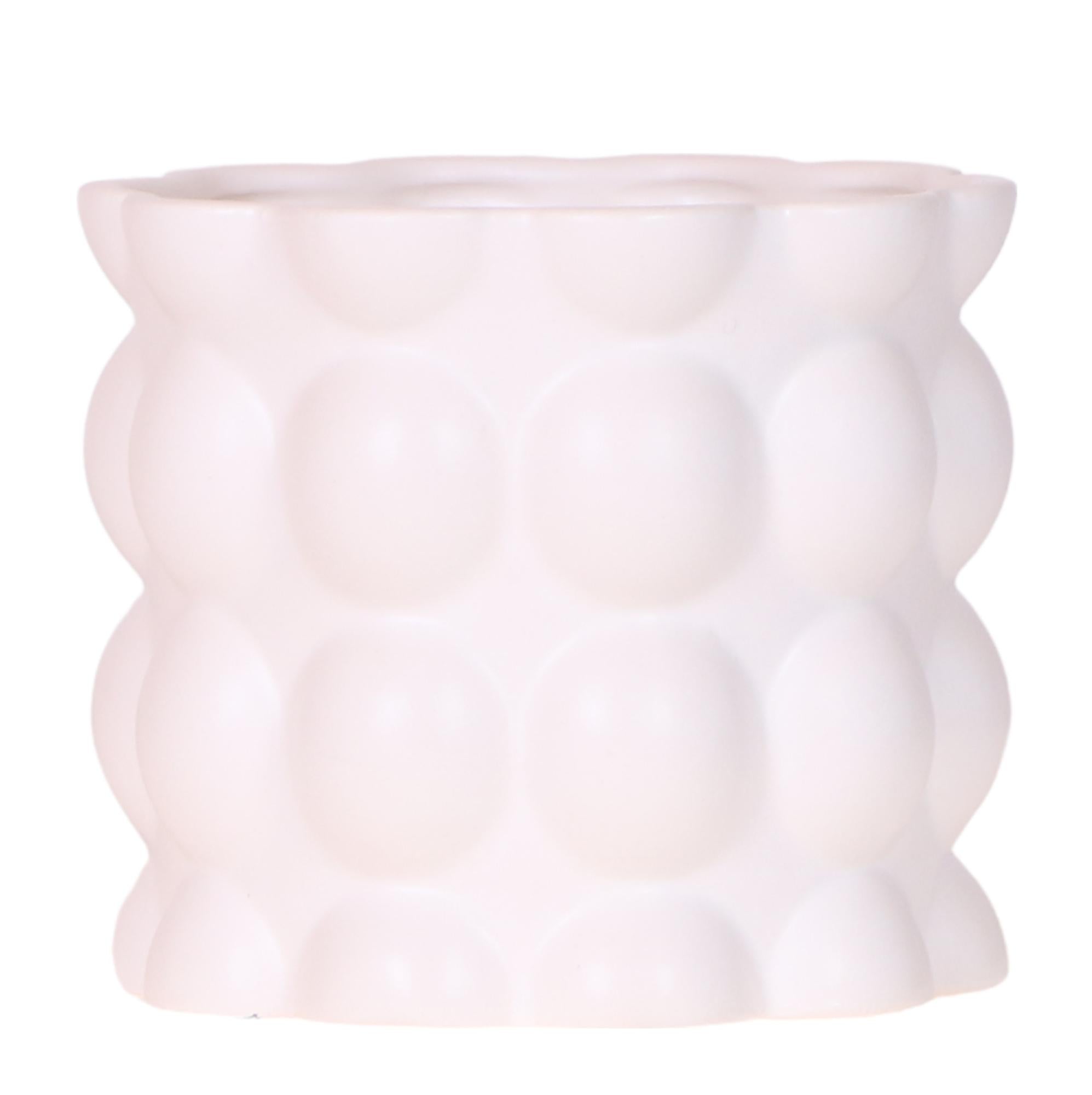 Image of Blumentopf Cotton – Weiß – Ø12cm – Moderner Keramik Pflanztopf in matter Optik – Stilvoller Übertopf für Zimmerpflanzen, Sukkulenten & Orchideen-0