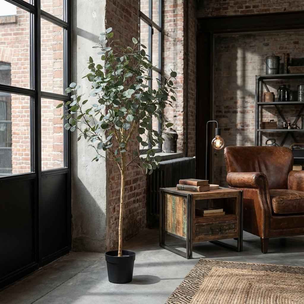 Image of Eukalyptus Kunstpflanze 180cm – Großer Eucalyptus Baum Deko Pflanze – Pflegefreie Zimmerpflanze für Wohnzimmer Büro & Empfangsbereich