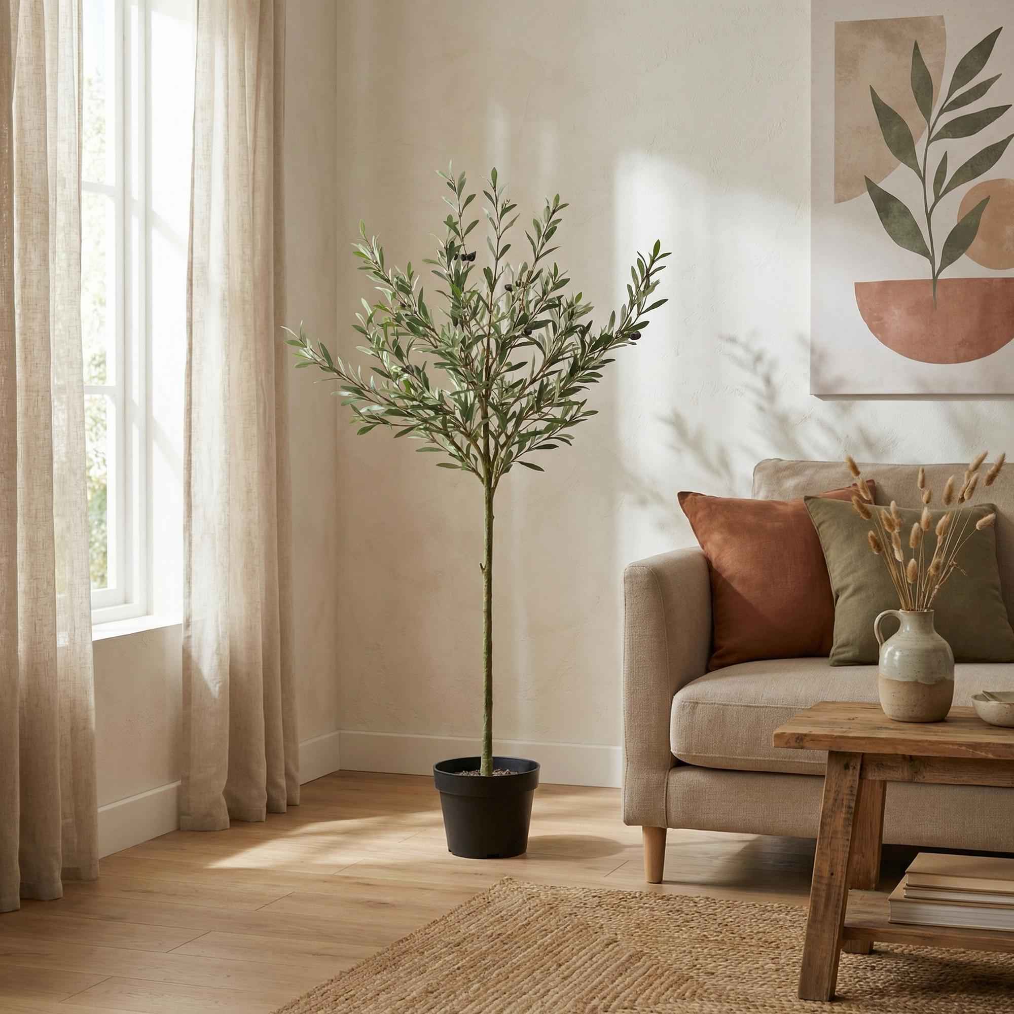 Image of Kunstpflanze Olivenbaum150cm – künstlicher Olive Tree im Topf – realistische Blätter & Olivenoptik – pflegeleichter Deko-3