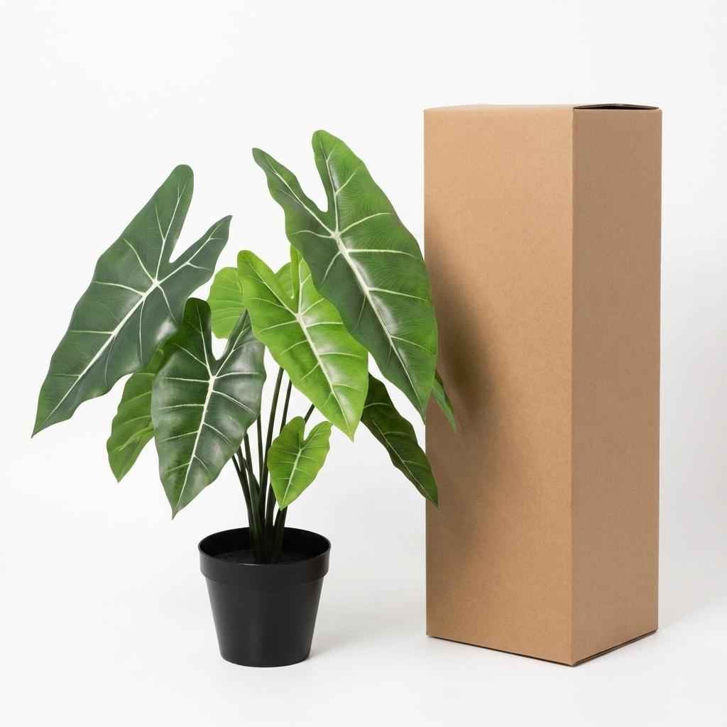 Image of Alocasia Polly Kunstpflanze 40cm – Dekorative Elefantenohr Deko Pflanze – Pflegefreie Zimmerpflanze für Wohnzimmer Büro & Fensterbank