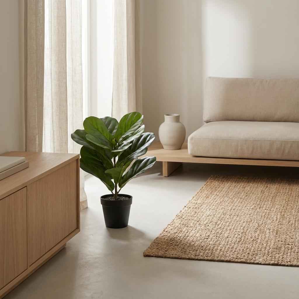 Image of Ficus lyrata Kunstpflanze 40cm – Kompakte Geigenfeige Deko Pflanze – Pflegefreie Zimmerpflanze für Fensterbank Büro & Regal-3