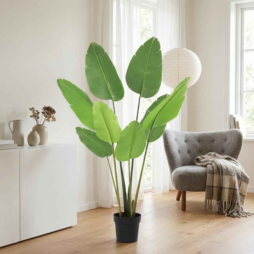 Image of Strelitzia Nicolai Kunstpflanze 155cm – Paradiesvogelblume Deko Pflanze – Pflegefreie Zimmerpflanze für Wohnzimmer Büro & Empfangsbereich-3