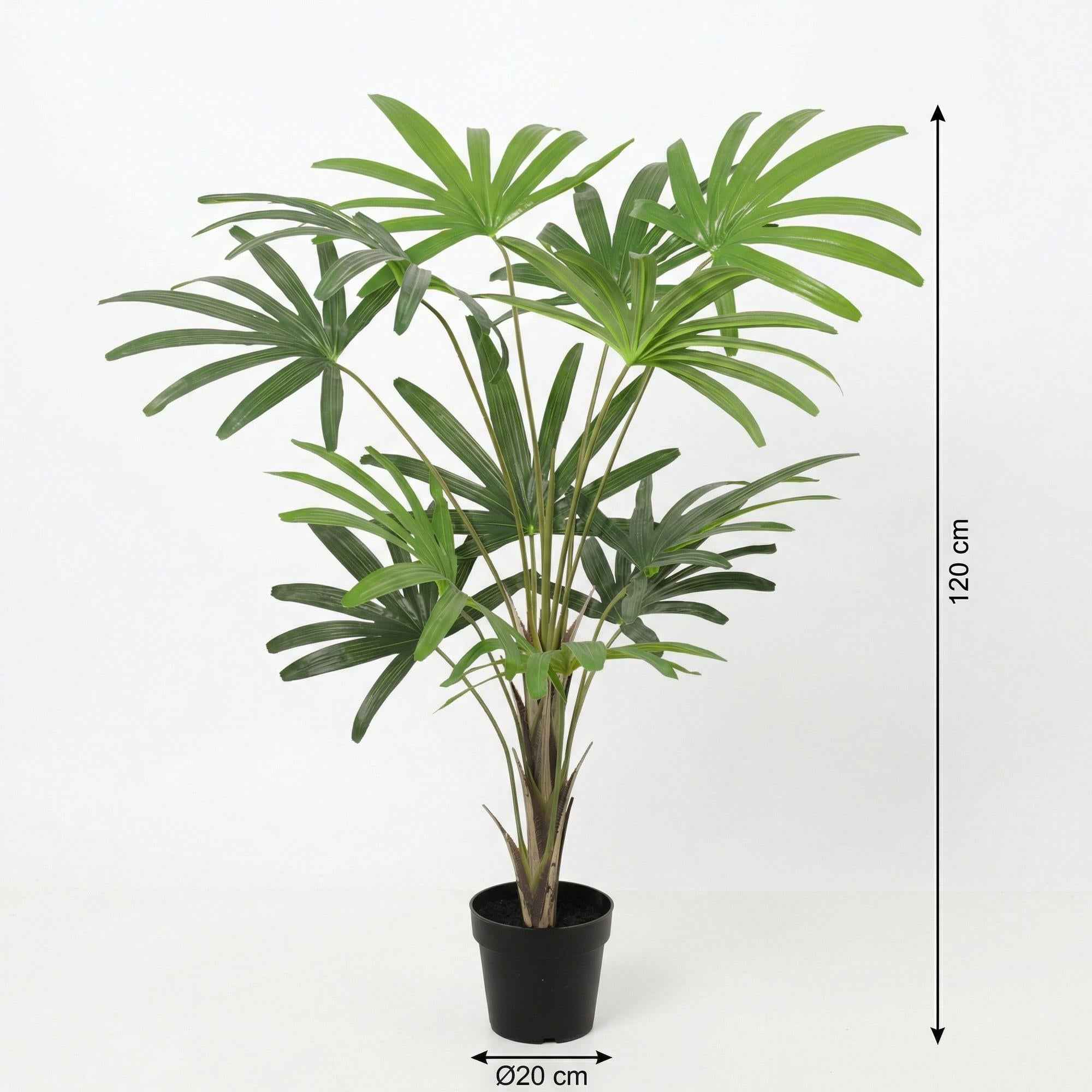 Image of Kunstpflanze Rhapis Excelsa 120cm – künstliche Steckenpalme im Topf