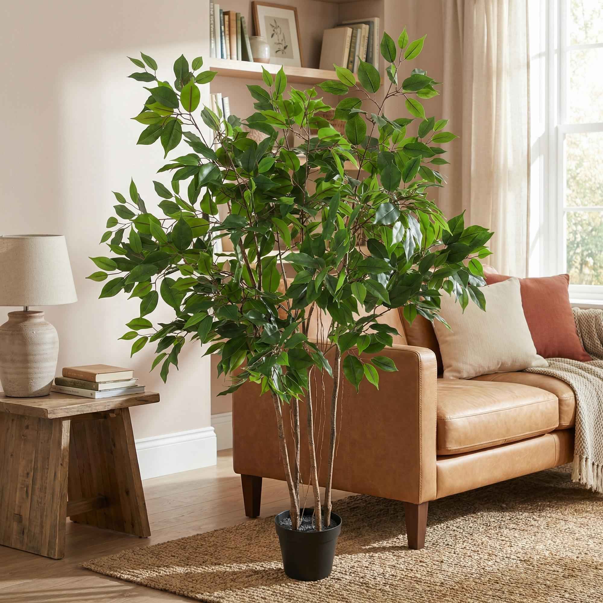 Image of Kunstpflanze Ficus Benjamina 128cm – künstlicher Birkenfeigenbaum im Topf-3