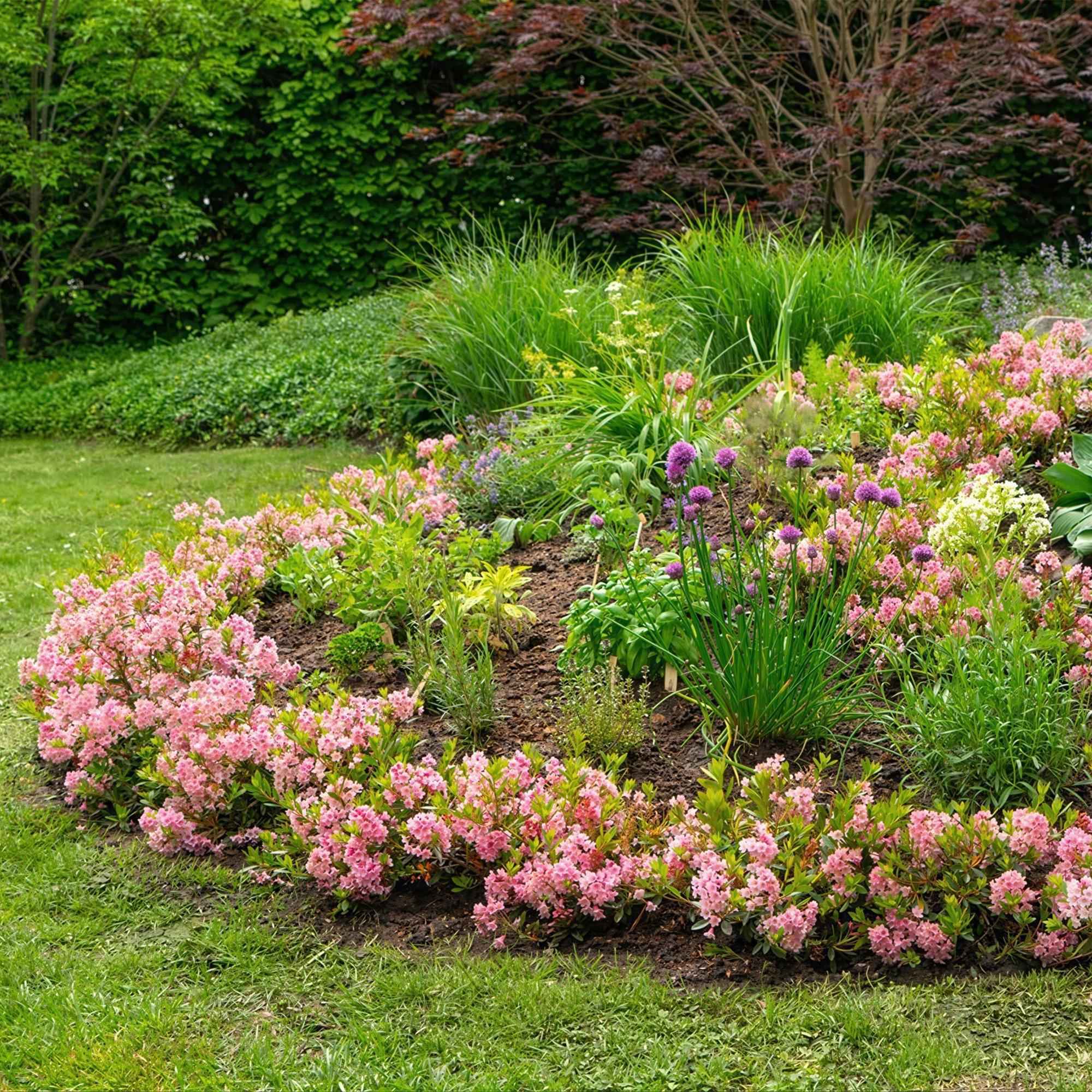 Image of Rhododendron Bloombux Magenta – Zwerg-Rhododendron als Buchsbaum-Ersatz – Winterharte Gartenpflanze mit pinken Blüten – 23cm