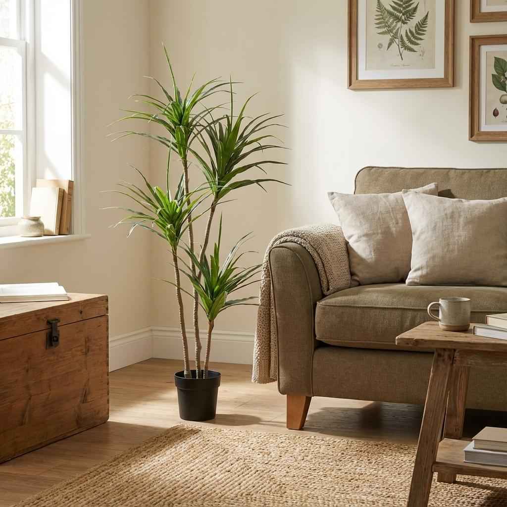 Image of Dracaena Kunstpflanze 165cm – Große Drachenbaum Deko Pflanze – Pflegefreie Zimmerpflanze für Wohnzimmer Büro & Empfangsbereich