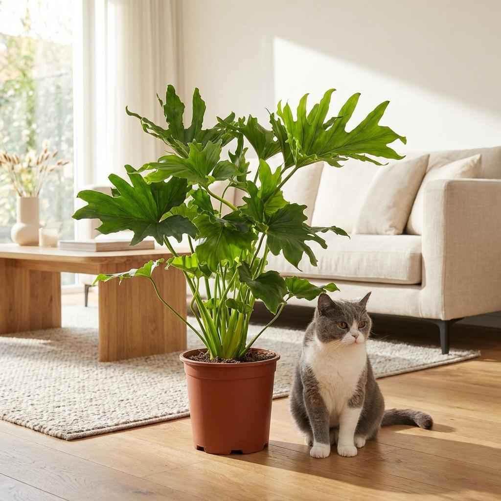 Image of Philodendron Lickety Split grün 70cm 19cm Zimmerpflanze pflegeleicht große dekorative Blätter für Wohnzimmer Büro Schlafzimmer tropische Grünpflanze-2