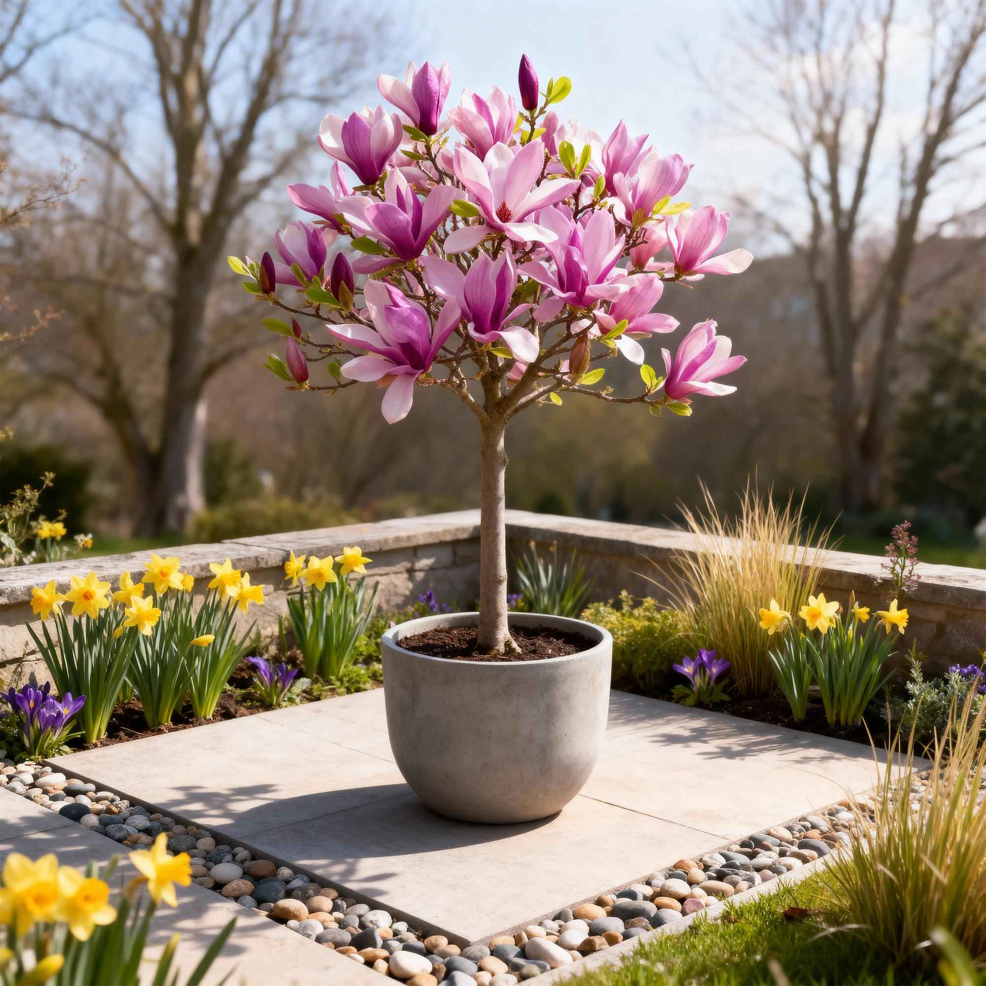 Image of Magnolie Magnolia Susan – 19cm Höhe ca.90cm – Rosa blühend & duftend – Laubabwerfend & winterhart – Zierbaum für Beet Balkon Terrasse-3