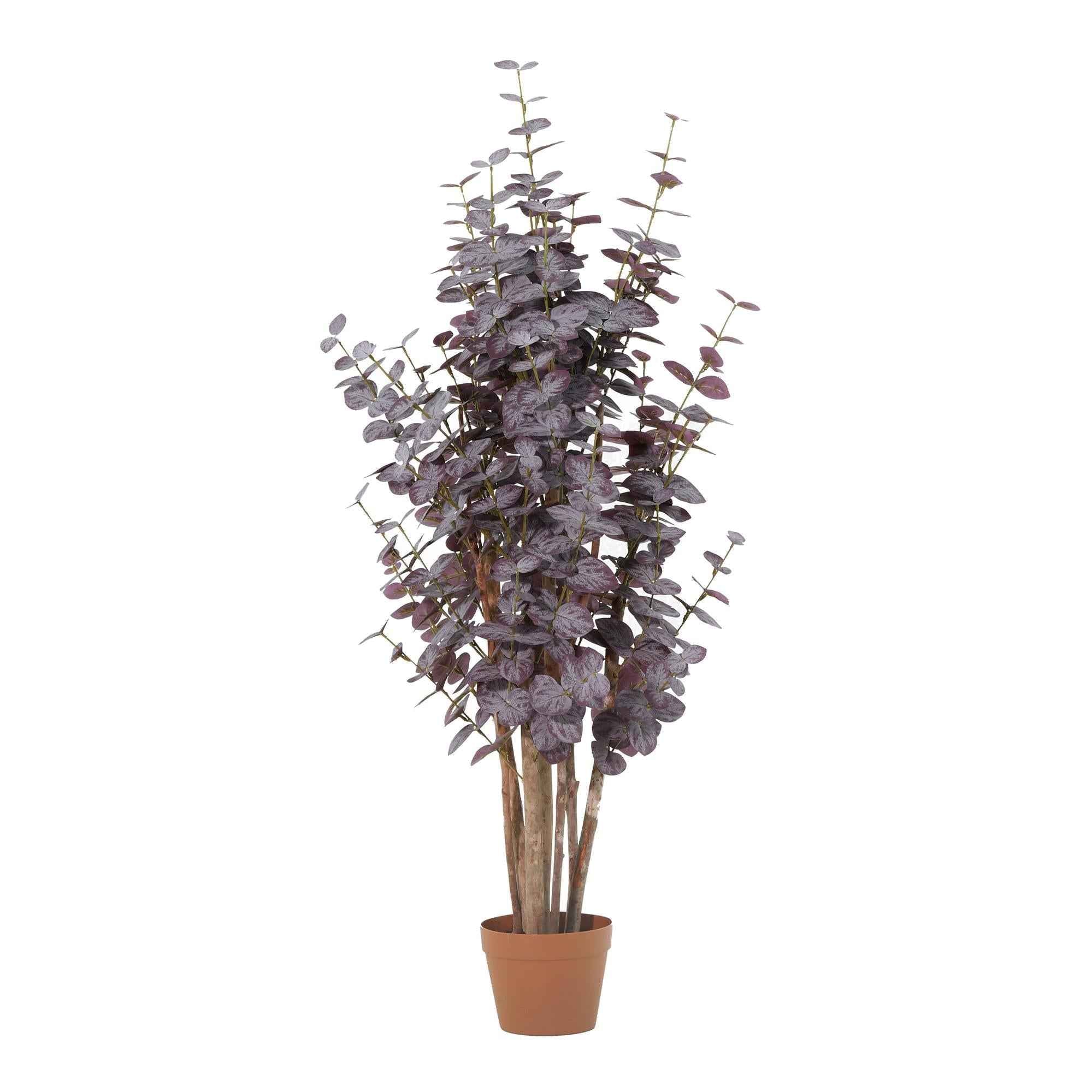 Image of Künstlicher Eukalyptus Purple 120cm im Topf – realistische Kunstpflanze mit violetten Akzenten & luftiger Blattstruktur – inkl Basistopf-0