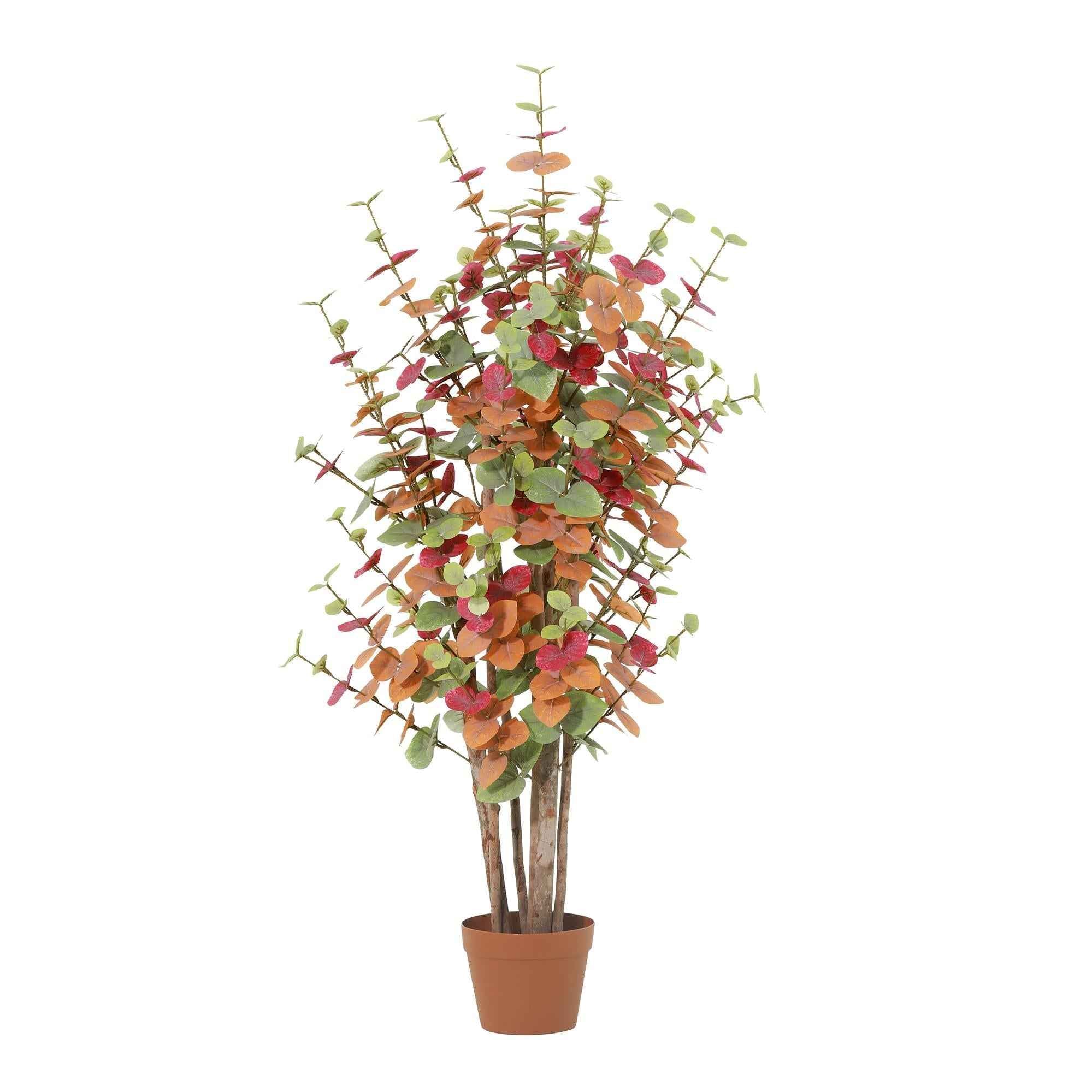 Image of Künstlicher Eukalyptus Colours 120cm im Topf – realistische Kunstpflanze mit farbigen Akzenten & grün – grauen Blättern – inkl Basistopf-0