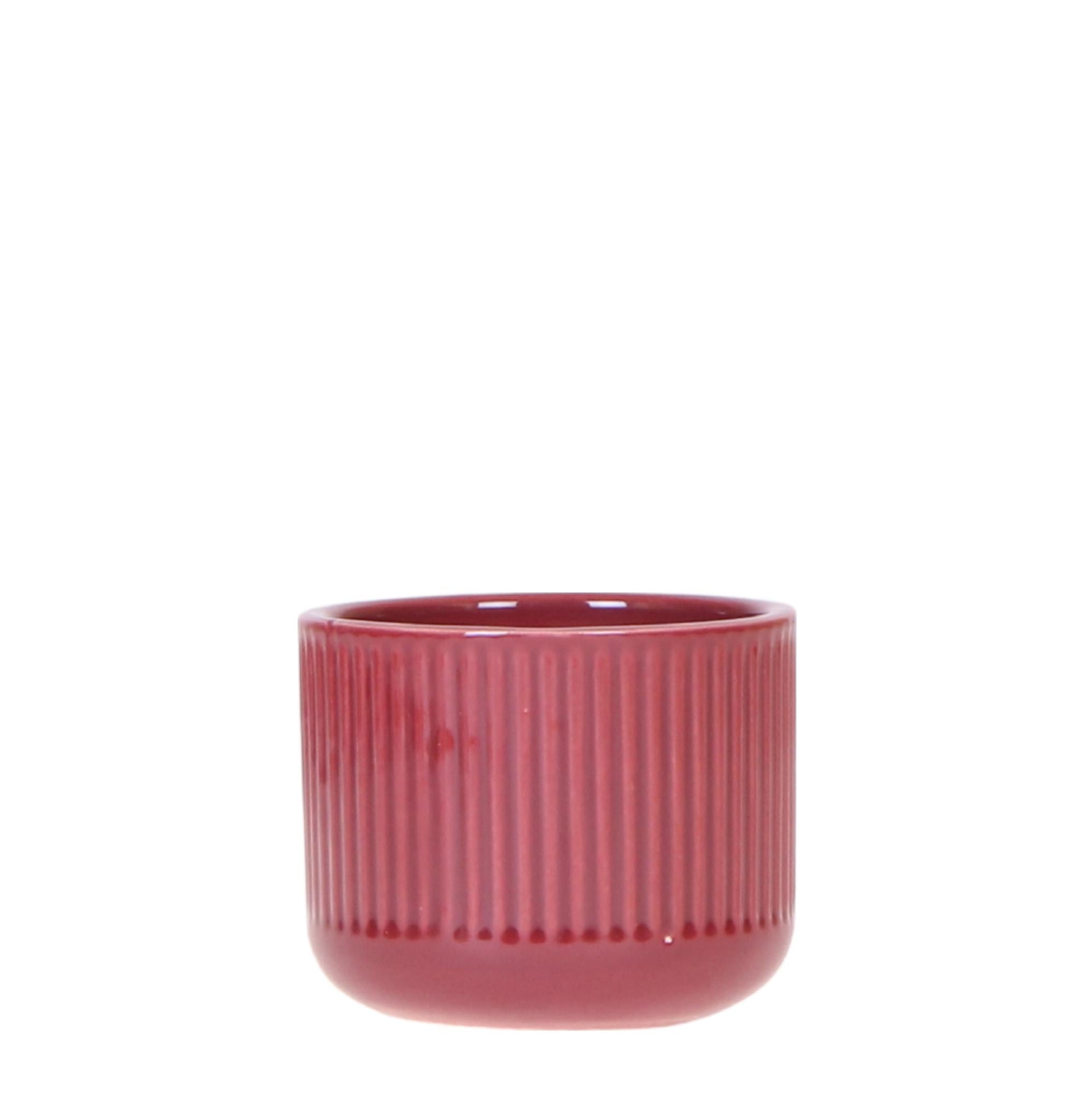 Image of Flare Dekotopf Red – Stilvoller Retro – Blumentopf Ø6cm – Rotes Rillenmuster – Bold Seventies Design-0