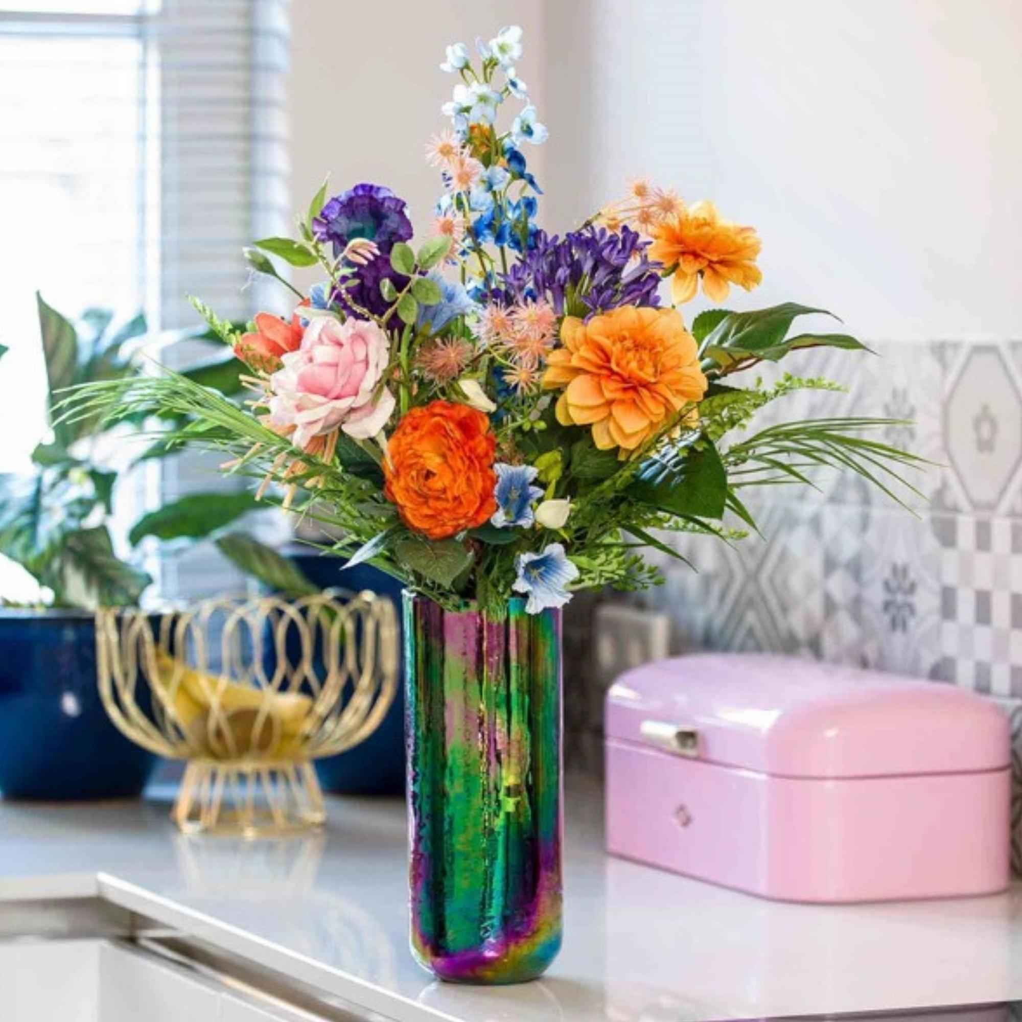 Image of Kunstblumenstrauß Colorful Bloom Deluxe 70cm – Real Touch Blumenstrauß mit 18 Stielen – Pflegefreie Premium Dekoblumen-3
