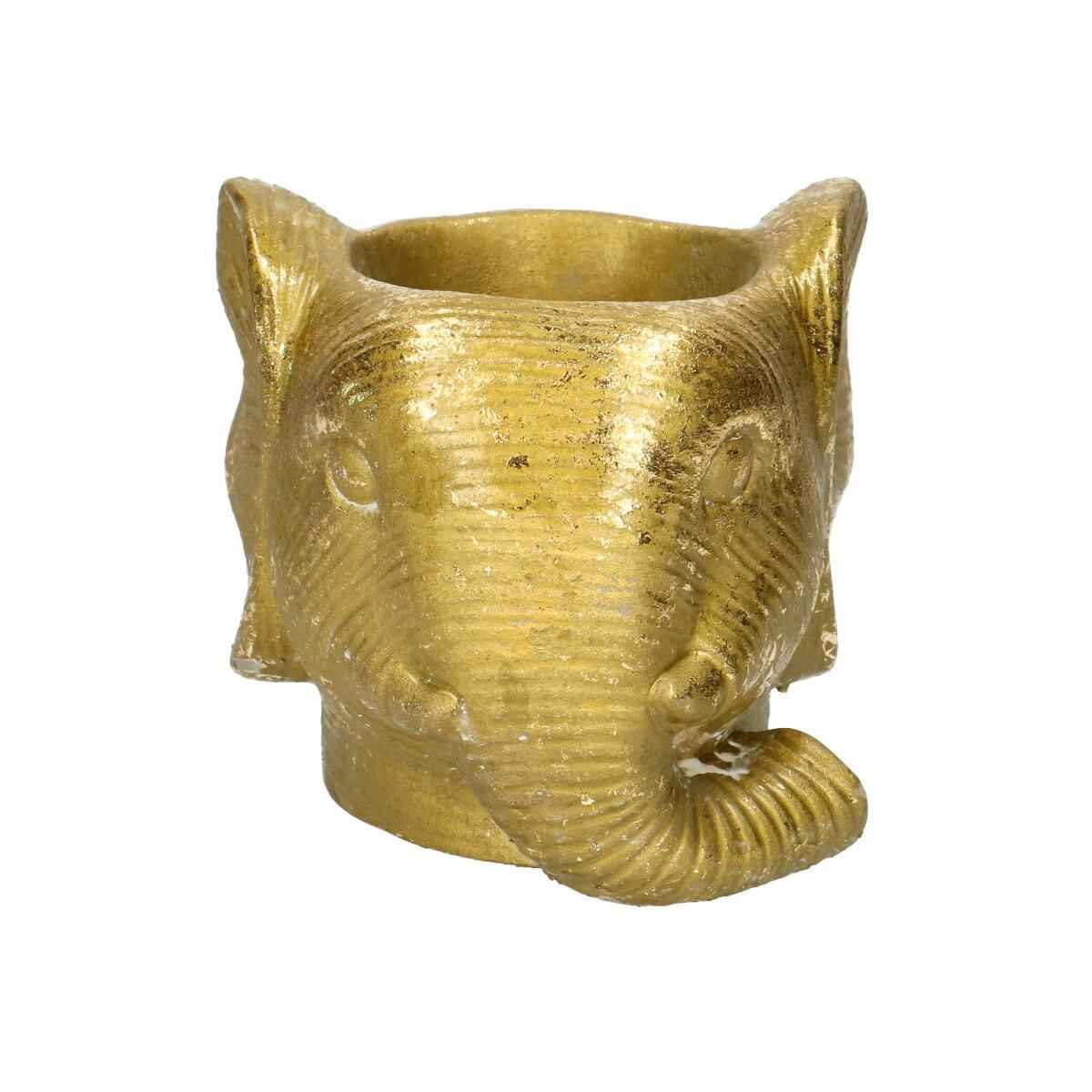 Image of Blumentopf Elefant – Gold – D11/12xH10cm – Dekorativer Pflanztopf in Elefantenform – Glänzender Keramiktopf für Zimmerpflanzen, Kakteen & Sukkulenten-0