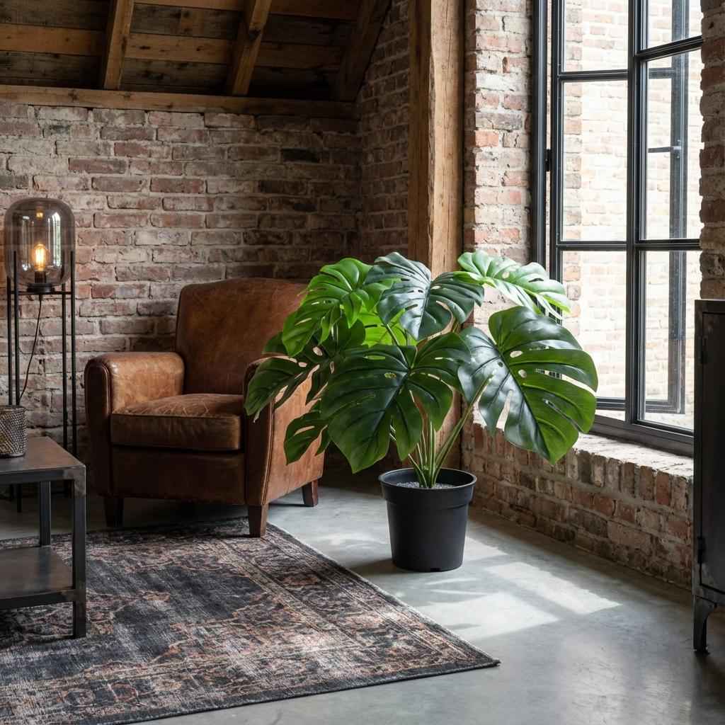 Image of Monstera Deliciosa Kunstpflanze 45cm – Fensterblatt Deko Pflanze – Pflegefreie Zimmerpflanze für Wohnzimmer Büro & Fensterbank-3