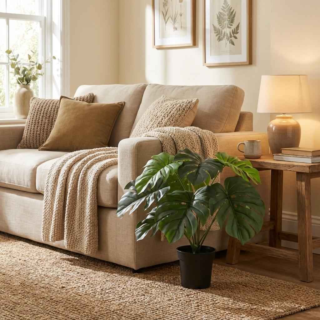 Image of Monstera Deliciosa Kunstpflanze 45cm – Fensterblatt Deko Pflanze – Pflegefreie Zimmerpflanze für Wohnzimmer Büro & Fensterbank-2