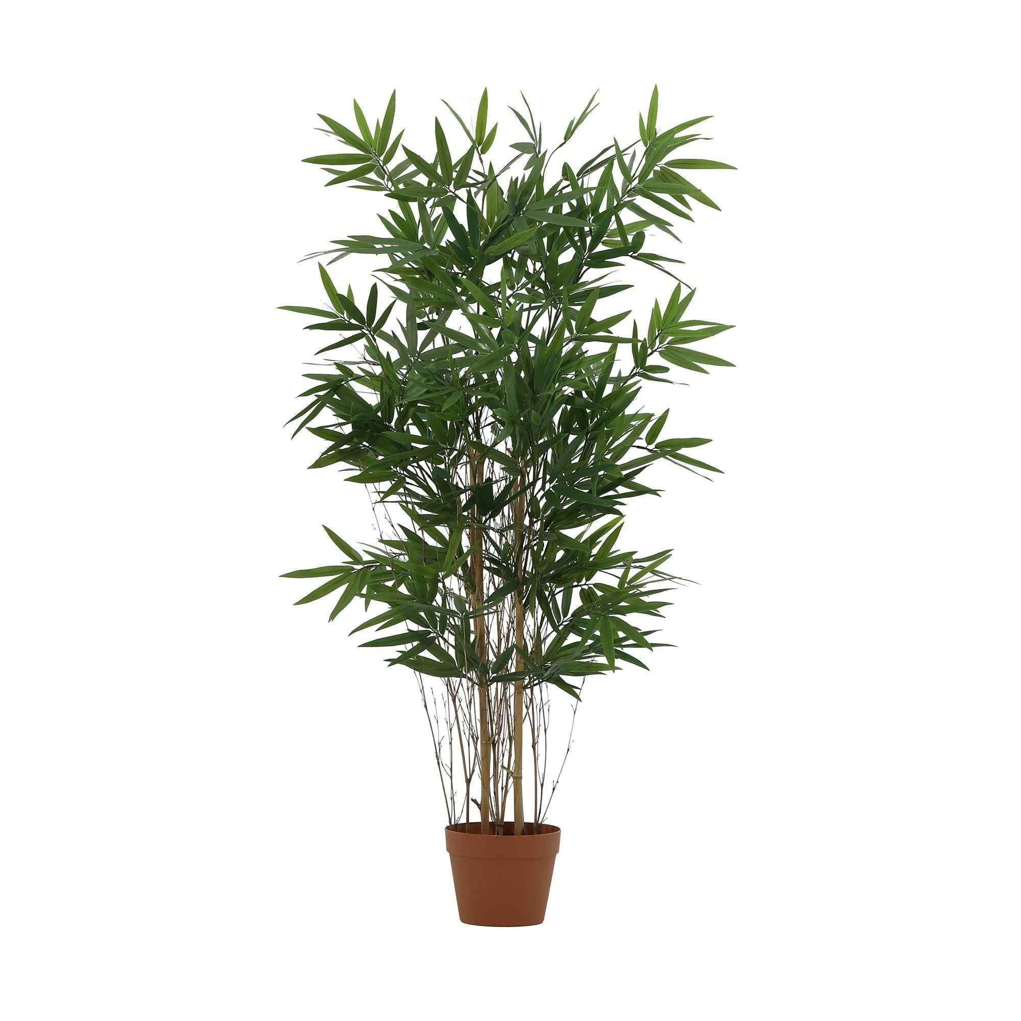 Image of Künstlicher Bambus 123cm im Topf – realistische Kunstpflanze mit schlanken Halmen & grünen Blättern – Urban Jungle Look, inkl Basistopf-0