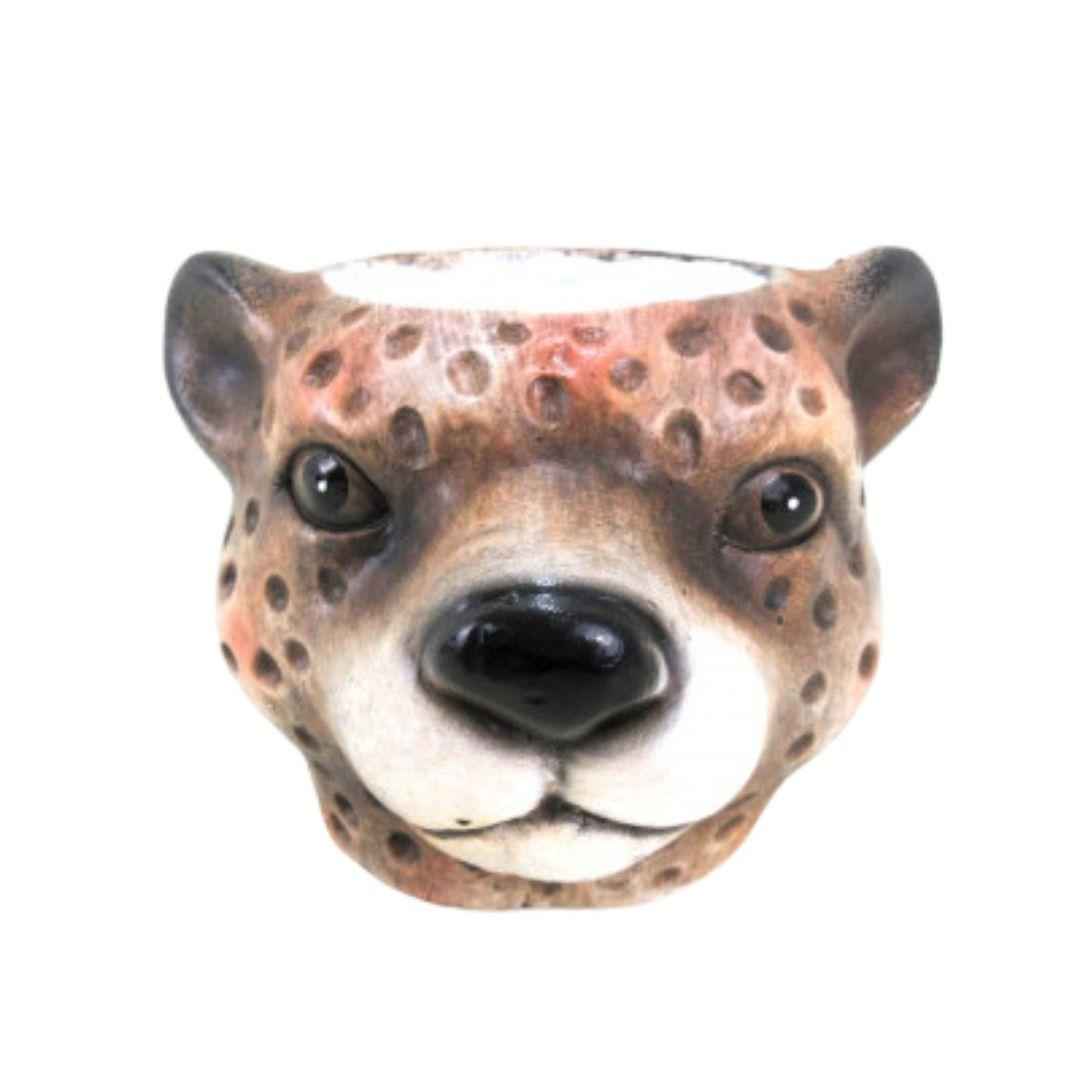 Image of Pflanztopf Leopard – Braun – D12xH9,5cm – Blumentopf in Tierform – Keramik – Dekotopf für Sukkulenten & kleine Pflanzen-0