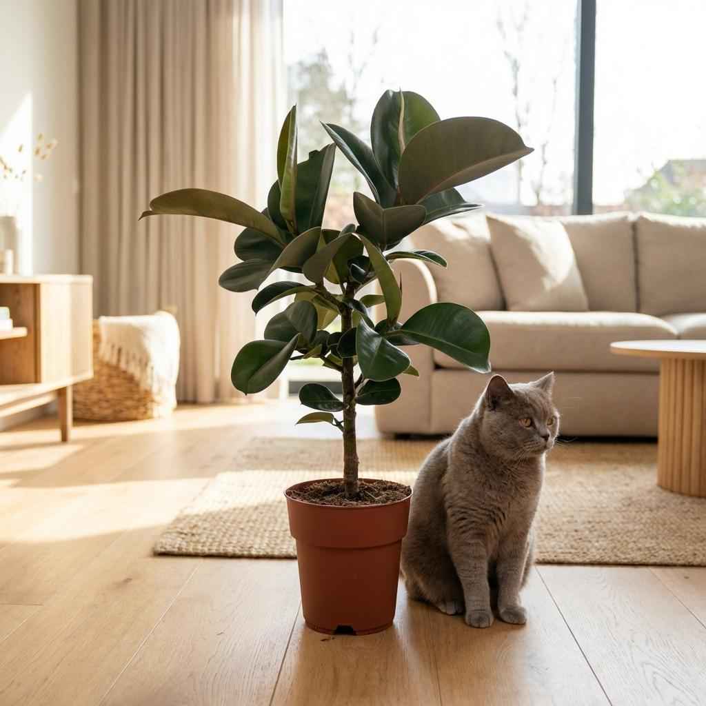 Image of Ficus elastica Cloe Gummibaum 65cm 19cm Zimmerpflanze pflegeleicht große glänzende Blätter für Wohnzimmer Büro Schlafzimmer tropische Grünpflanze-2
