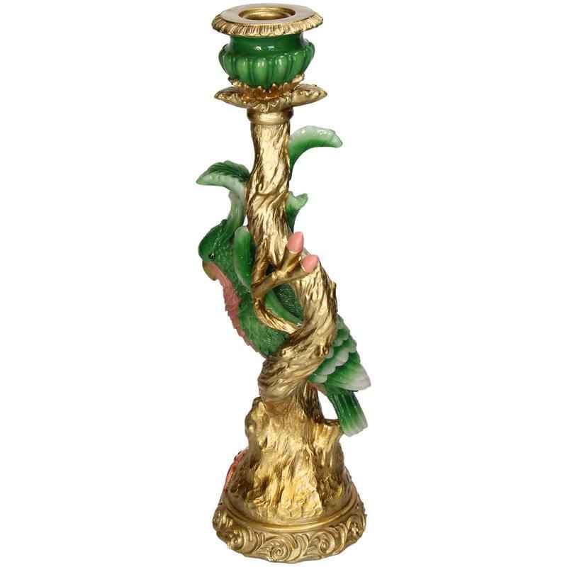 Image of Kerzenständer Bunter Vogel 33,5cm – Polyresin – Kerzenhalter Grün – Verspieltes Wohnaccessoire & dekorativer Vogel – Kerzenleuchter-3