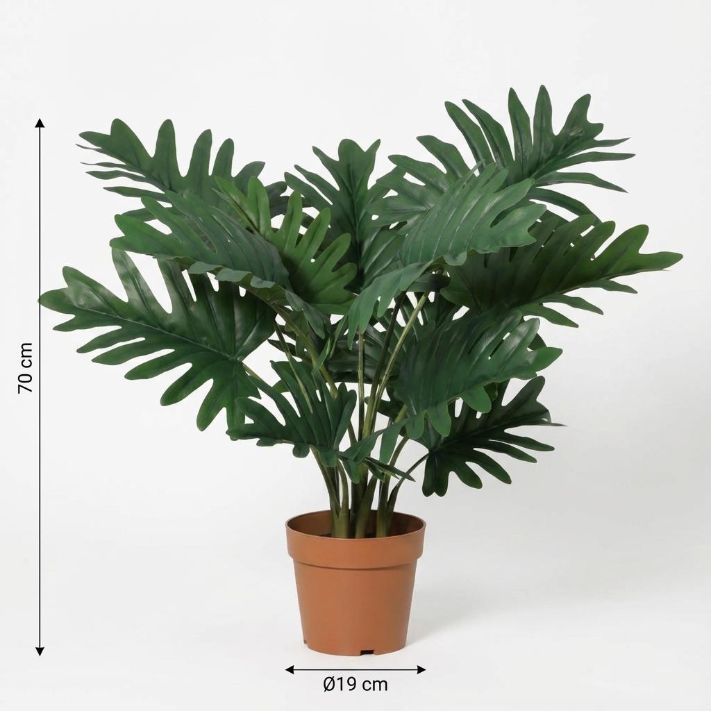 Image of Philodendron Selloum Kunstpflanze 70cm – Große Blätter Deko Pflanze – Pflegefreie Zimmerpflanze für Wohnzimmer Büro & Regal-4