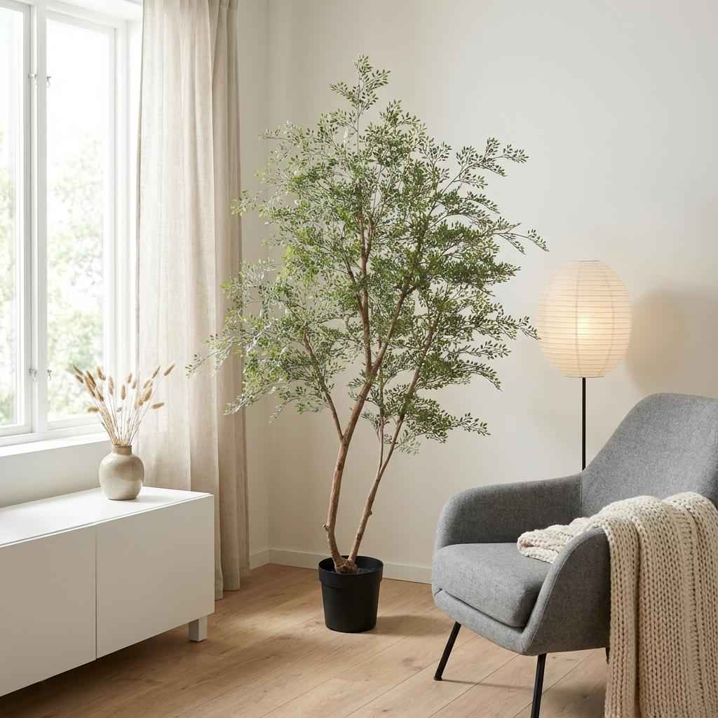 Image of Cassia Baum Kunstpflanze 180cm – Große Deko Kunstpflanze – Pflegefreie Zimmerpflanze für Wohnzimmer Büro & Empfangsbereich-3