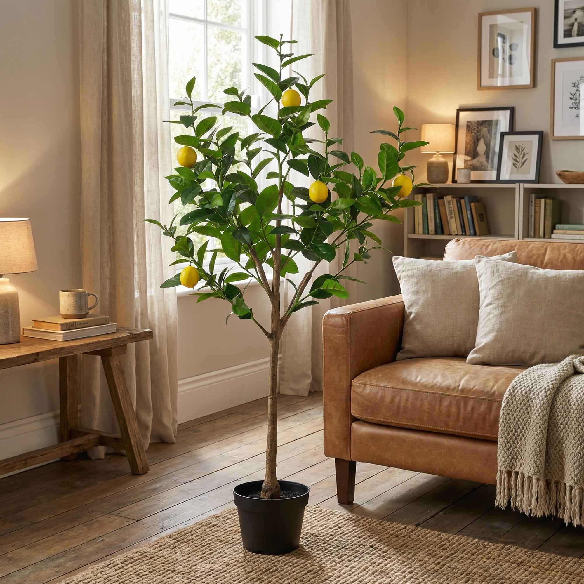 Image of Kunstpflanze Zitronenbaum150cm – künstlicher Lemon Tree – realistische Blätter & Zitronenoptik – pflegeleichter Deko-4