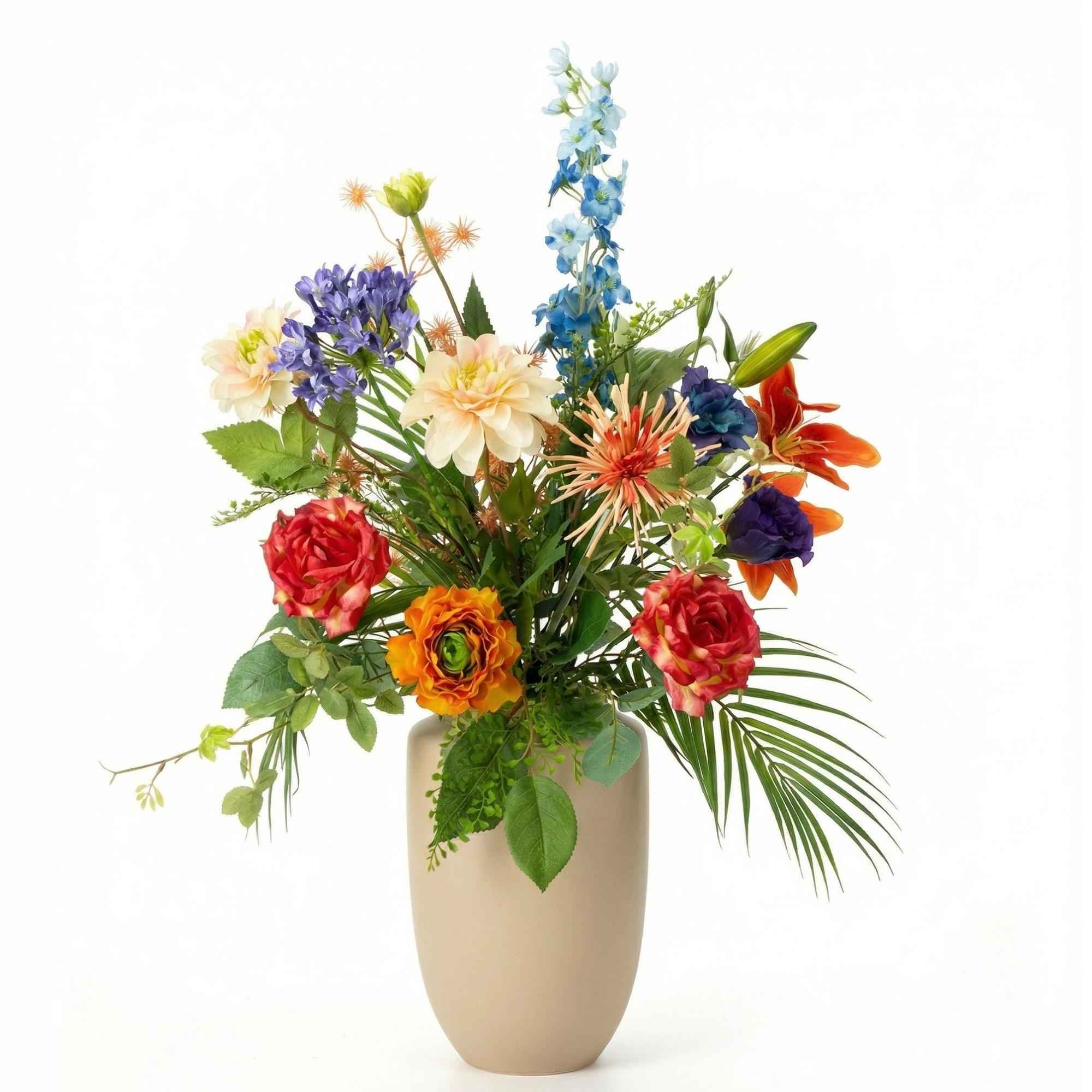 Image of Kunstblumenstrauß Colorful Bloom Deluxe 70cm – Real Touch Blumenstrauß mit 18 Stielen – Pflegefreie Premium Dekoblumen-0